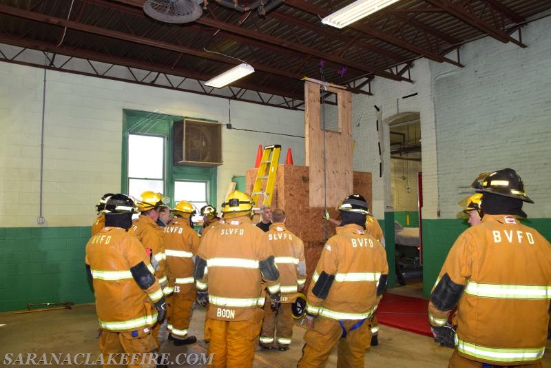 Joint &quot;Bail Out&quot;  training with Bloomingdale VFD at the Saranac Lake Fire Station.