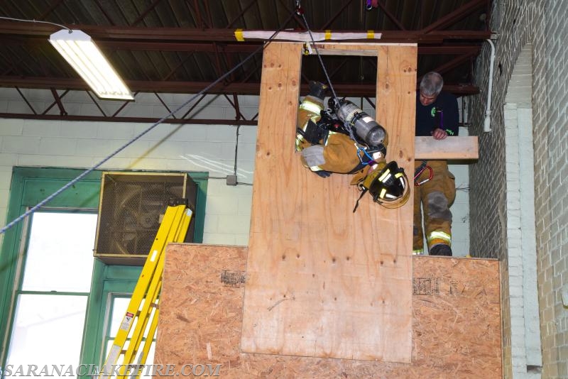 Joint &quot;Bail Out&quot;  training with Bloomingdale VFD at the Saranac Lake Fire Station.