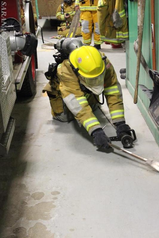 Air Pack, obstacle, and self rescue training at the Saranac Lake fire station. 