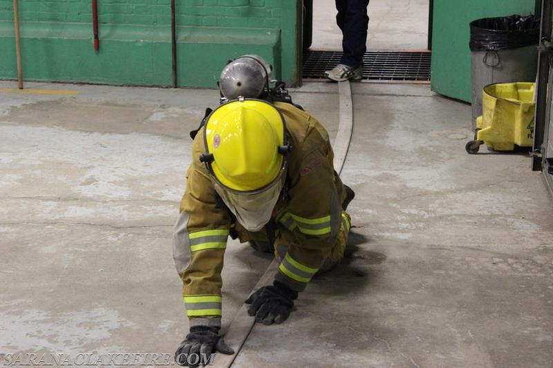 Air Pack, obstacle, and self rescue training at the Saranac Lake fire station. 