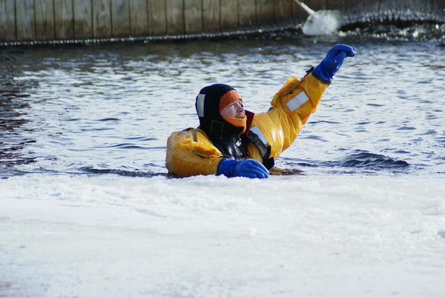 Emergency Personnel from throughout the north country receive surface ice rescue training hosted by Lifeguard Systems and the SLVFD,  January 2010